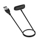 Black USB charging cable with two-prong plug and small rectangular watch charging clip