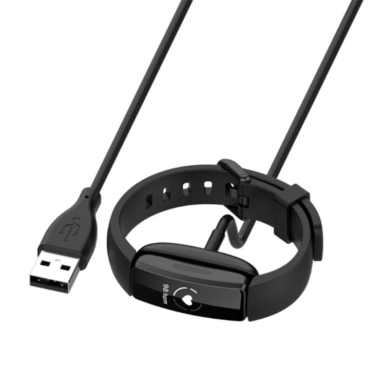 Black smartwatch charging cradle with pins and USB cable adapter