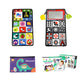 Foldable cloth book toy with alphabet tiles and red-bordered baby mirror panel