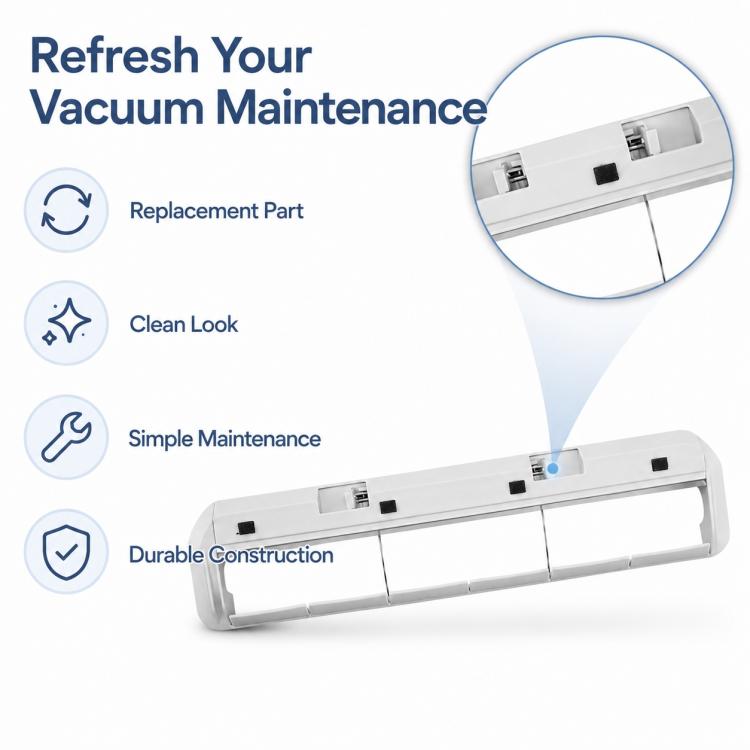 Main brush cover replacement for robot vacuum, angled view of white segmented cover