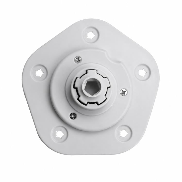 Robot vacuum replacement accessory, gray square plate with screw holes and center hub