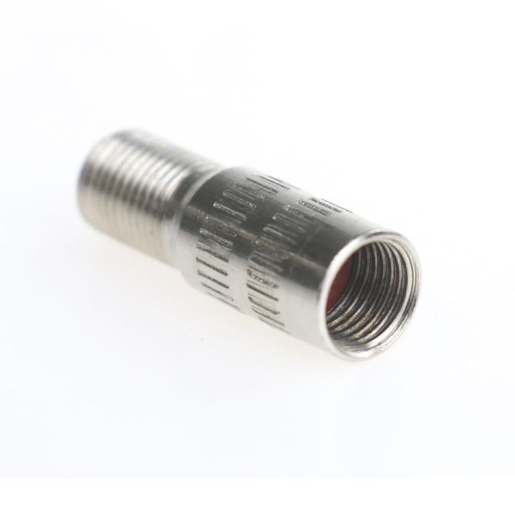 Metal air valve extension with internal threads, cylindrical silver fitting