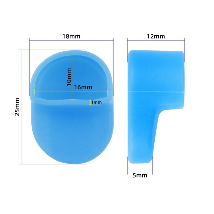 Blue silicone rear fender hook sleeve size diagram