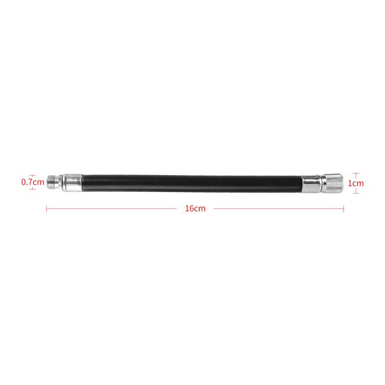 Black inflation extension cable, 16 cm length, metal valve ends