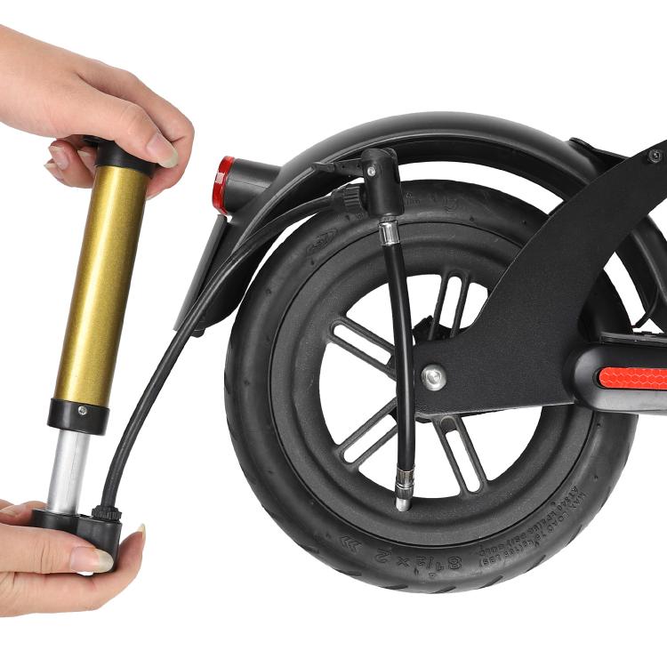 Inflation extension cable attached to scooter tire valve for pumping