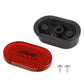 Red oval taillight lens with black back housing and mounting screws