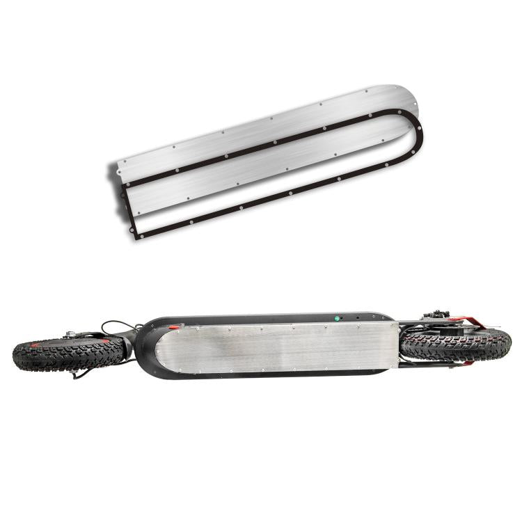 Electric scooter with stainless steel base plate and black waterproof ring installed