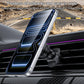Black magnetic phone holder securing a phone to the car air vent