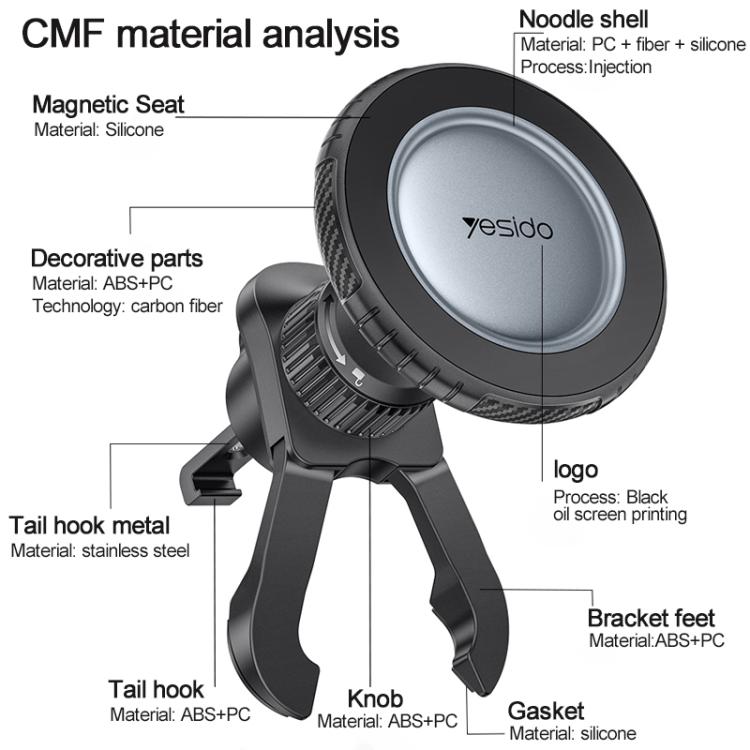 Black circular magnetic phone holder showing vent clip and adjustable base with knob