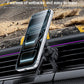 Black magnetic phone holder clamped to car air vent with adjustable cradle arms