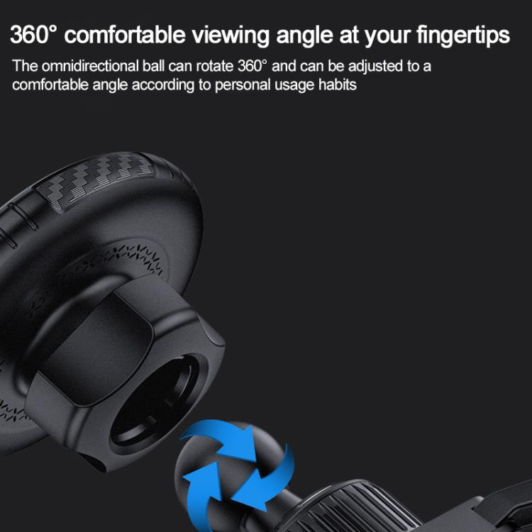 Black magnetic phone holder with textured circular dial and rotating mount joint