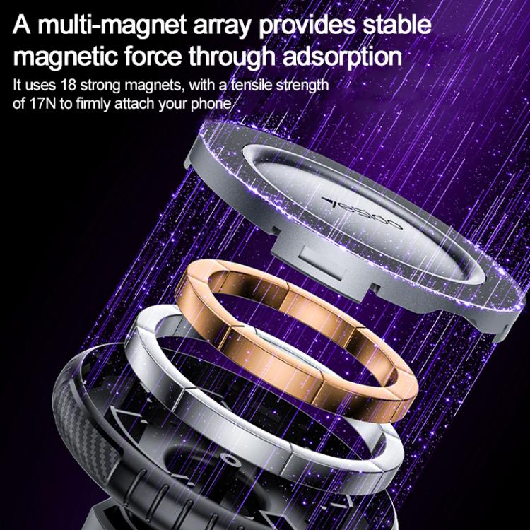 Black circular magnetic phone holder with multi-magnet ring for strong phone attachment