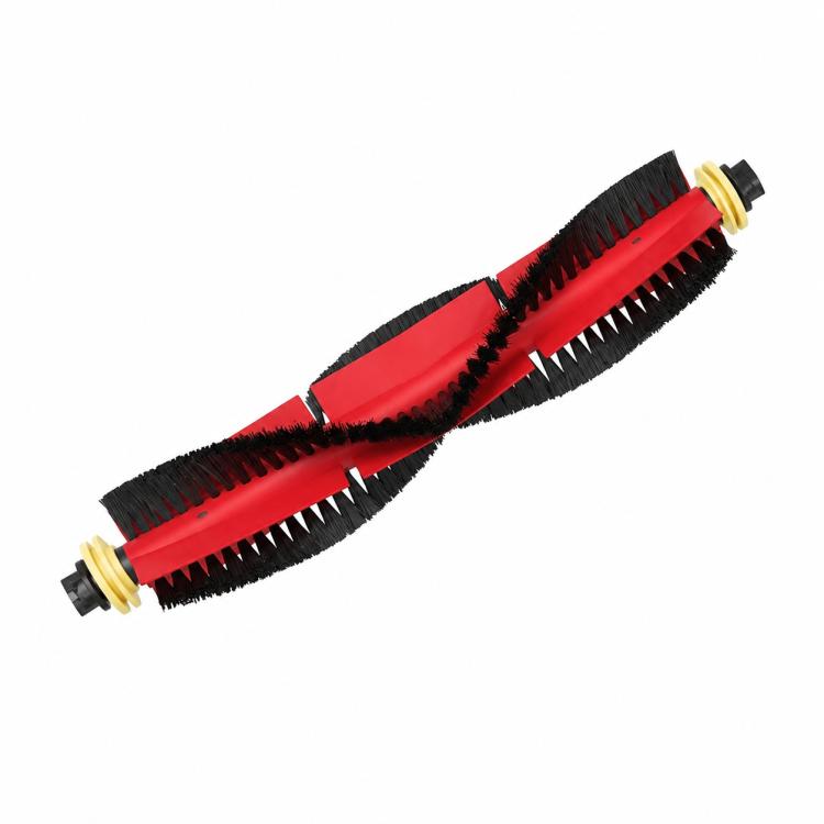 Replacement main roller brush with red brush core and black bristles, gold end caps