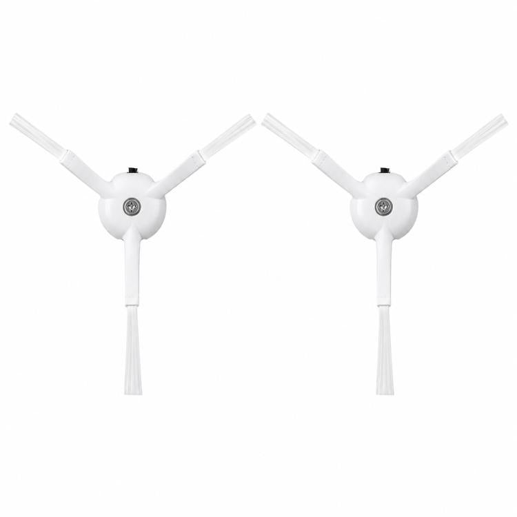 Replacement side brush set with two white triangular brushes and slender cleaning fins