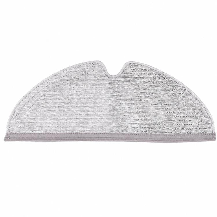 White microfiber mop pad with curved shape and gray edge for robot vacuum