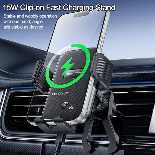 Yesido C318 15W Car Air Vent Clip Wireless Fast Charging Phone Holder, C318