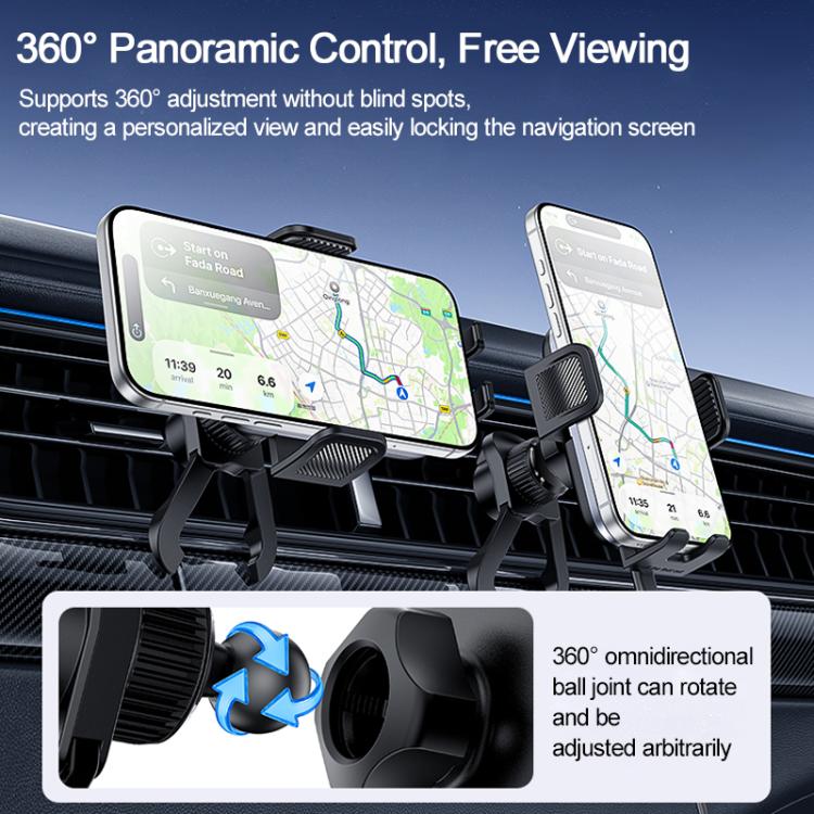 Black 360° adjustable air-vent phone holder mount with multi-direction ball joint