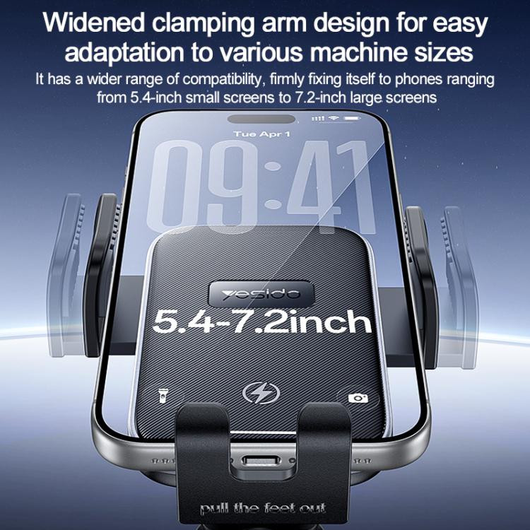 Black air-vent wireless charging holder with widened clamp arms for phone sizes