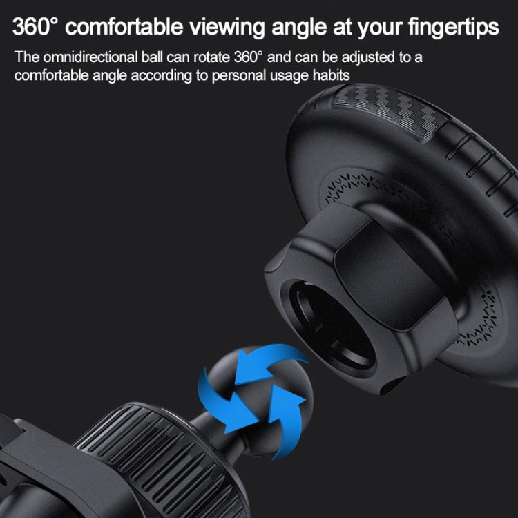 Rotatable magnetic wireless car phone holder with 360-degree adjustable ball joint