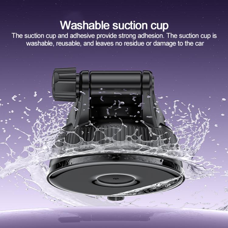 Washable suction cup car charger base, black with water splash