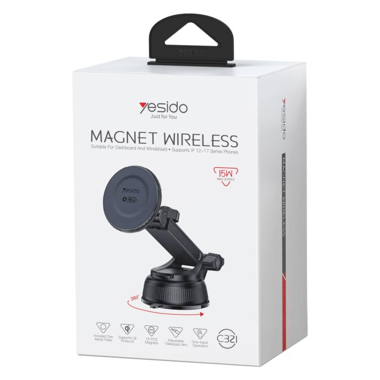 Yesido Magnet Wireless 15W magnetic wireless charging phone holder retail box package
