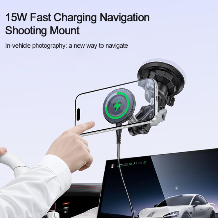 Yesido 15W fast charging car phone holder with suction cup and clamp