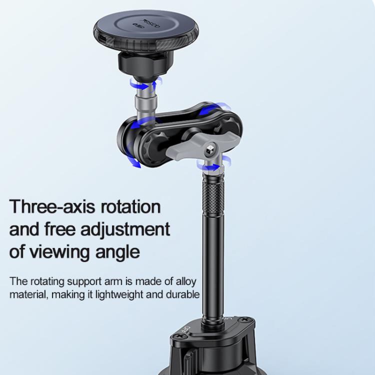 Car wireless phone holder with three-axis rotation joint and long adjustable arm