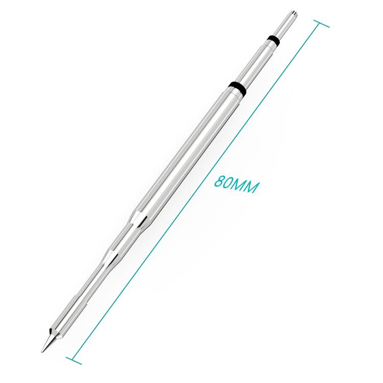 Replacement soldering iron tip, slim silver blade with dark collar detail
