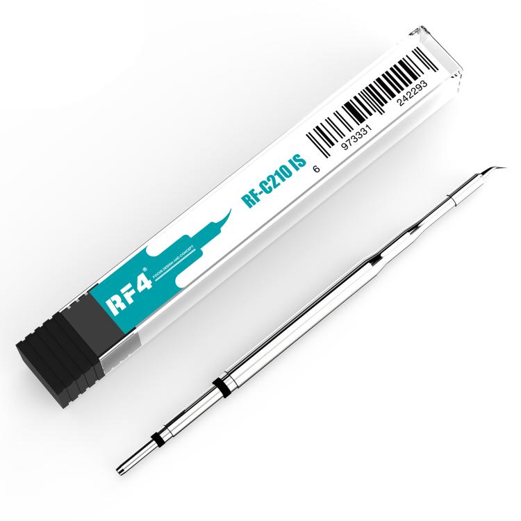 RF-4 soldering iron tip with precision blade, silver metal, black base in tube