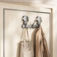 No-drill vacuum suction cup hook rack with chrome hooks and hanging coat and tote