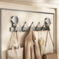 No-drill suction cup coat hook rack, single row with rounded hooks and side grips