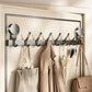 No-drill suction cup hook rack with metal mounting bar and curved coat hooks