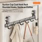 Suction cup coat hook rack with rounded hooks and no-drill door mounting cups