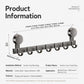 Suction cup hook rack with multiple hooks, wall distance and product information diagram