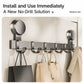 No-drill door back hook rack with two suction cups and multiple curved hooks