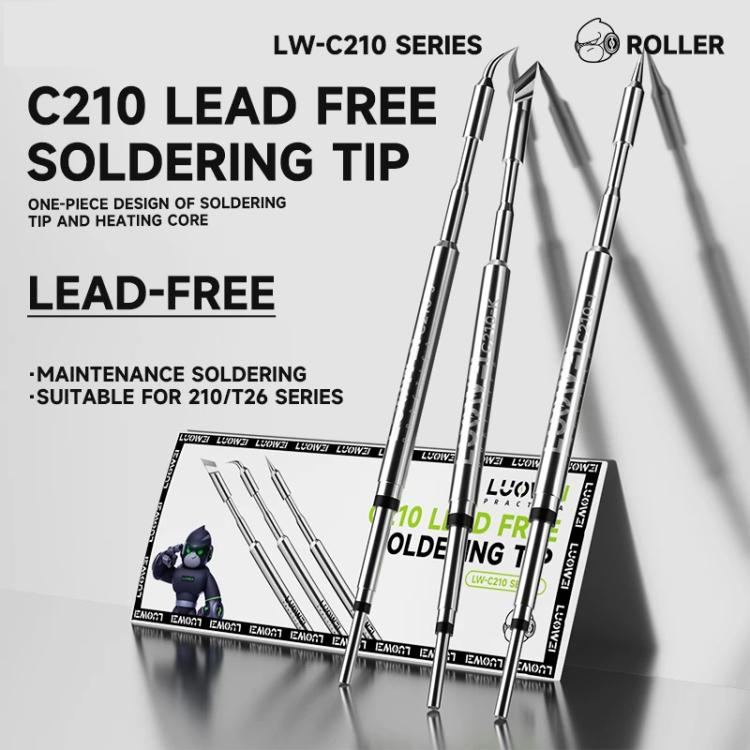 Lead-free C210 series soldering tips with roller-style holder illustration