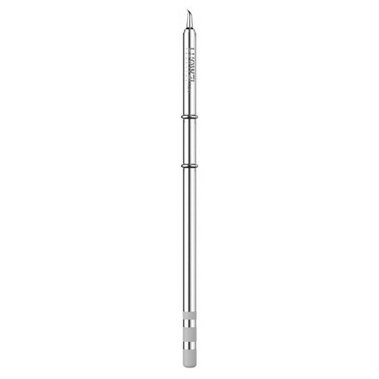 Soldering iron tip with pointed conical end and two dark grip rings on shaft