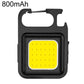 Portable keychain camping light, 800mAh black case with yellow COB LED panel