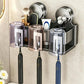 Stainless steel suction cup toothbrush holder with transparent cup covers and four slots