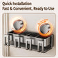 Quick installation infographic showing a suction cup toothbrush holder mounting