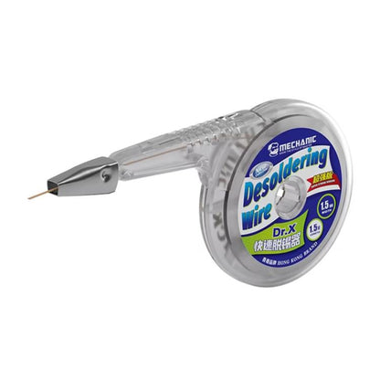MECHANIC Dr.X desoldering wire on clear spool with metal tip, 1.5 mm width