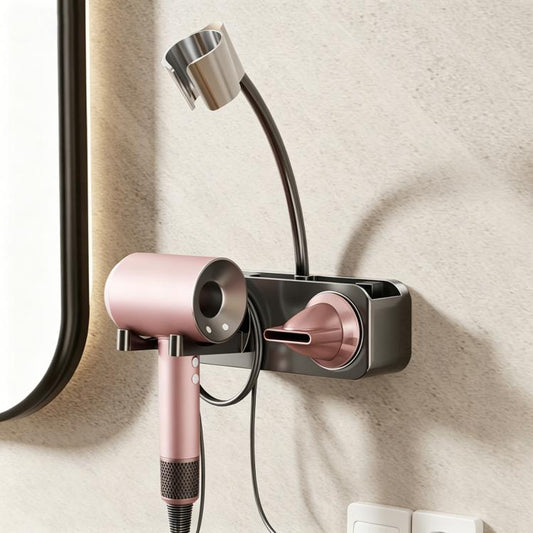 No-drill Suction Cup Bathroom Hair Dryer Holder Storage Wall-mounted Rack, with Lazy Rack, without Lazy Rack