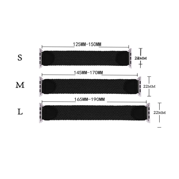 Nylon + Leather Braided Watchband For Apple Watch Series 6 & SE & 5 & 4 40mm / 3 & 2 & 1 38mm, S, M, L