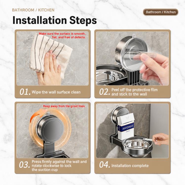 No-drill Suction Cup Wall-mounted Ashtray