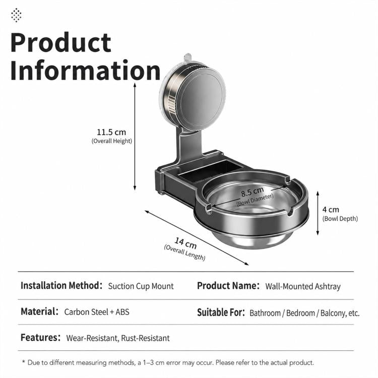 No-drill Suction Cup Wall-mounted Ashtray