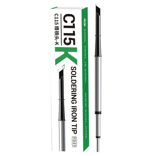 C115 soldering iron tip with black conical point, metal shaft (FD31-K/FD32-I/FD33-S)