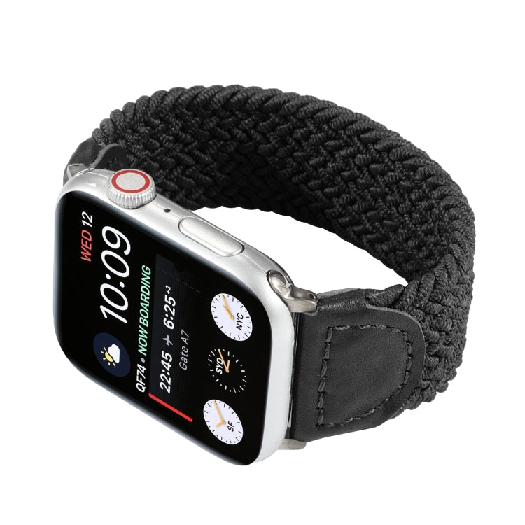 Nylon + Leather Braided Watchband For Apple Watch Series 6 & SE & 5 & 4 44mm / 3 & 2 & 1 42mm, S, M, L