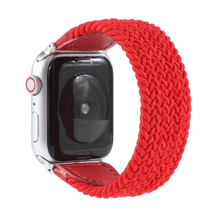 Nylon + Leather Braided Watchband For Apple Watch Series 6 & SE & 5 & 4 44mm / 3 & 2 & 1 42mm, S, M, L