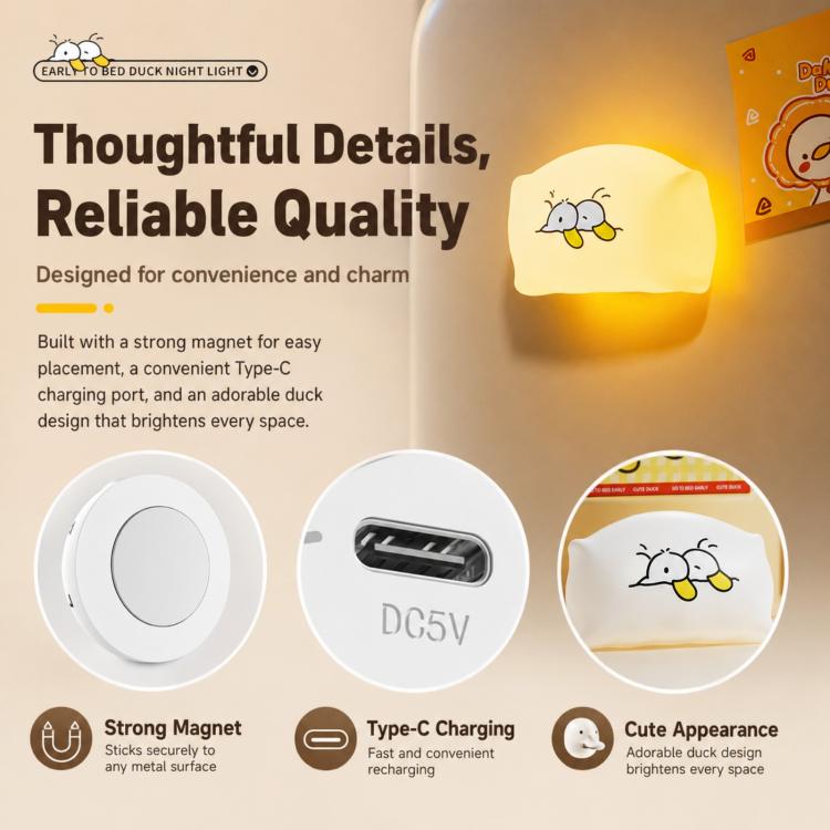 ZHL001Y Early To Bed Pillow Duck Night Light Touch Sensor Bedside Lamp