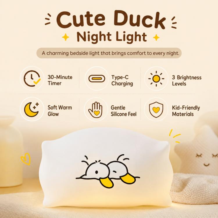 ZHL001Y Early To Bed Pillow Duck Night Light Touch Sensor Bedside Lamp